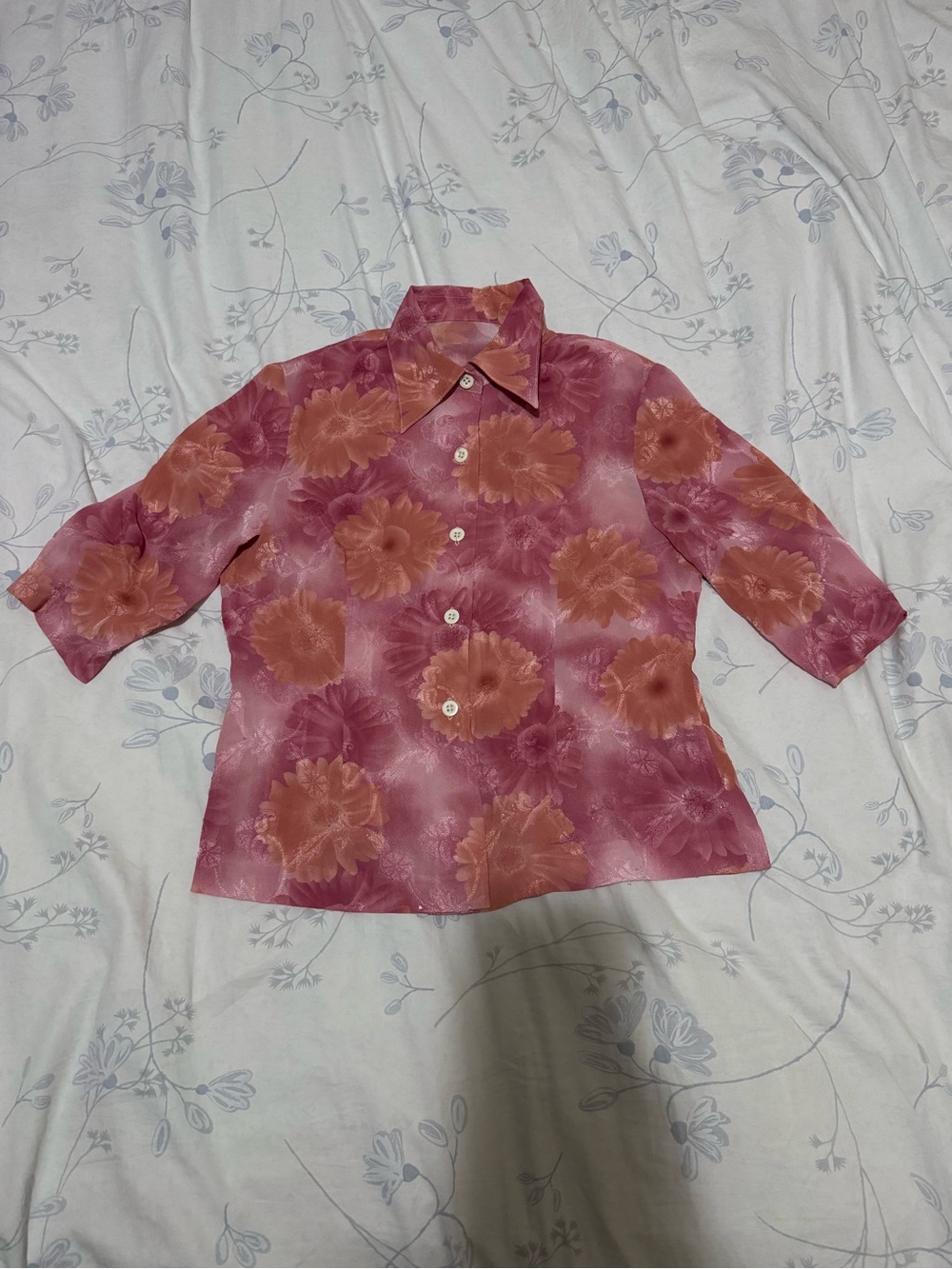 Women Vintage Style Button Down Blouse (Size: M)